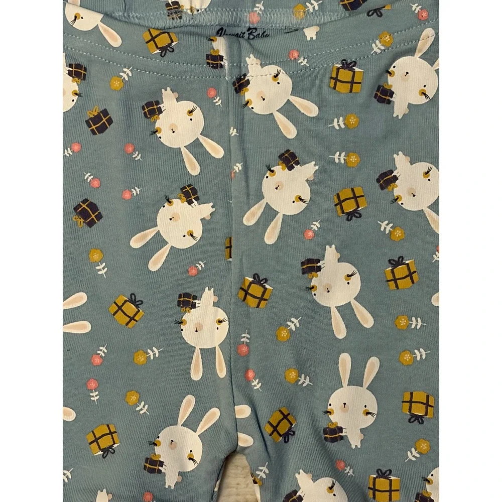 Vaenait Baby Blue Bunny Rabbit Pajama Set Short Sleeve Snug Fit 2PC NEW‎ Size 2T